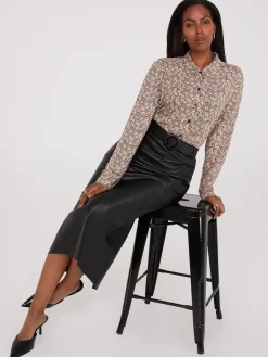Floral Print Long Sleeve Button-Front Blouse