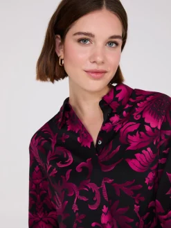 Floral Print Rounded Hem Blouse