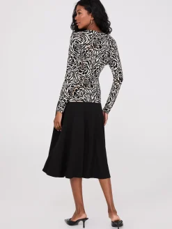 Floral Print Ruched Drape Neck Top