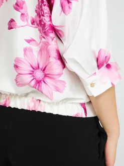 Floral Print Satin Dolman Sleeve Top