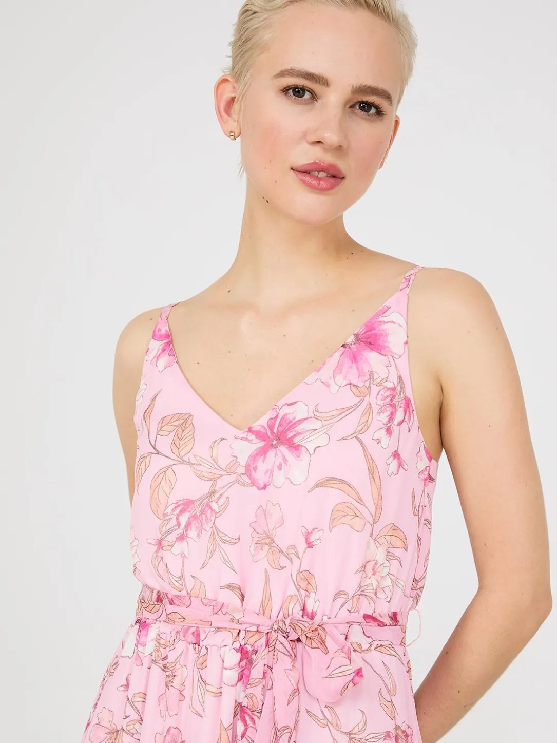 Floral Print 3-Tier Maxi Dress