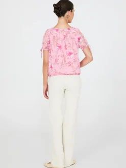 Floral Print Tie-Sleeve Top