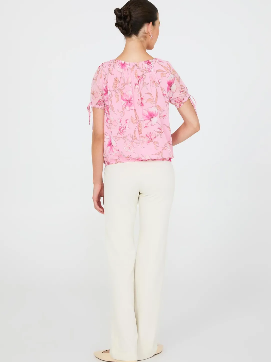 Floral Print Tie-Sleeve Top
