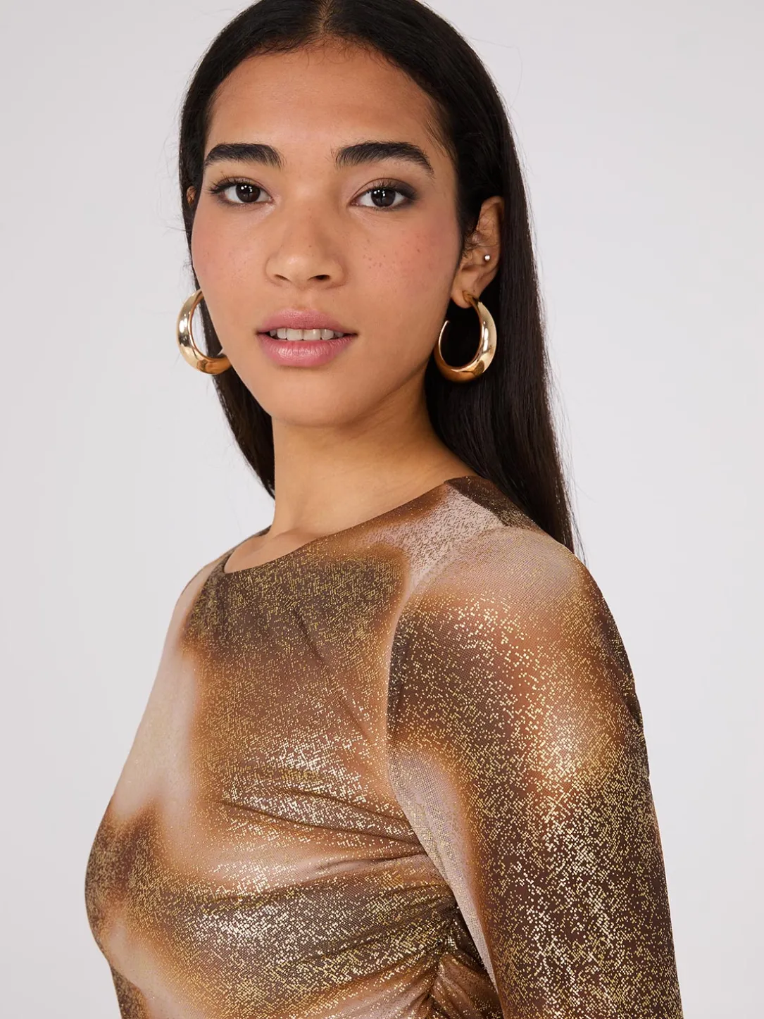 Foil Colour Wash Mesh Top