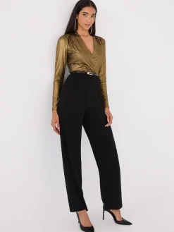 Foil Crossover Wide-Leg Jumpsuit