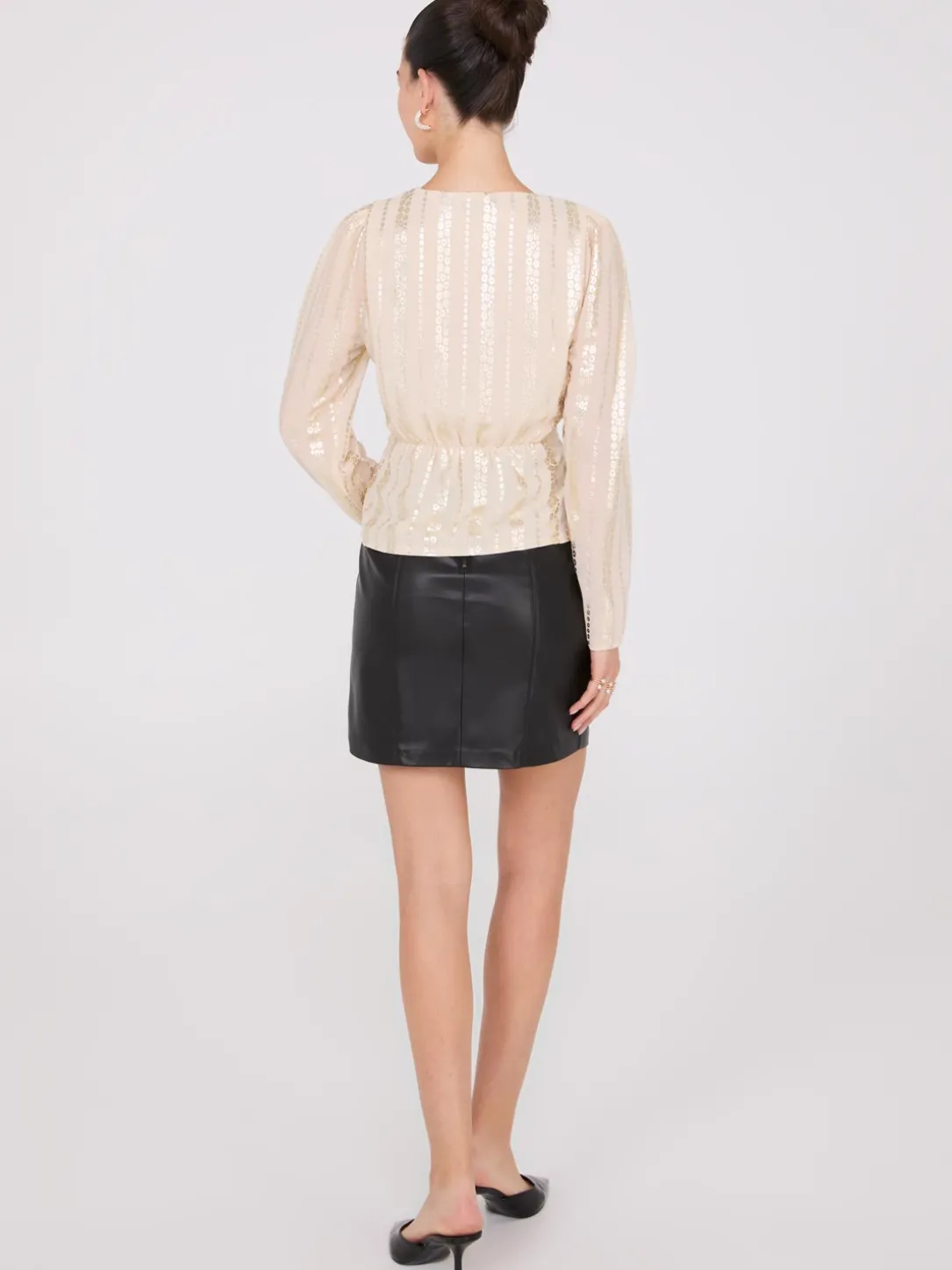 Foil Floral Print Cross-Front Top