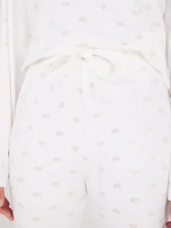 Foil Heart Print Velour Pajama Set
