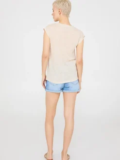 Foil Paisley Print Short Dolman Sleeve T-Shirt