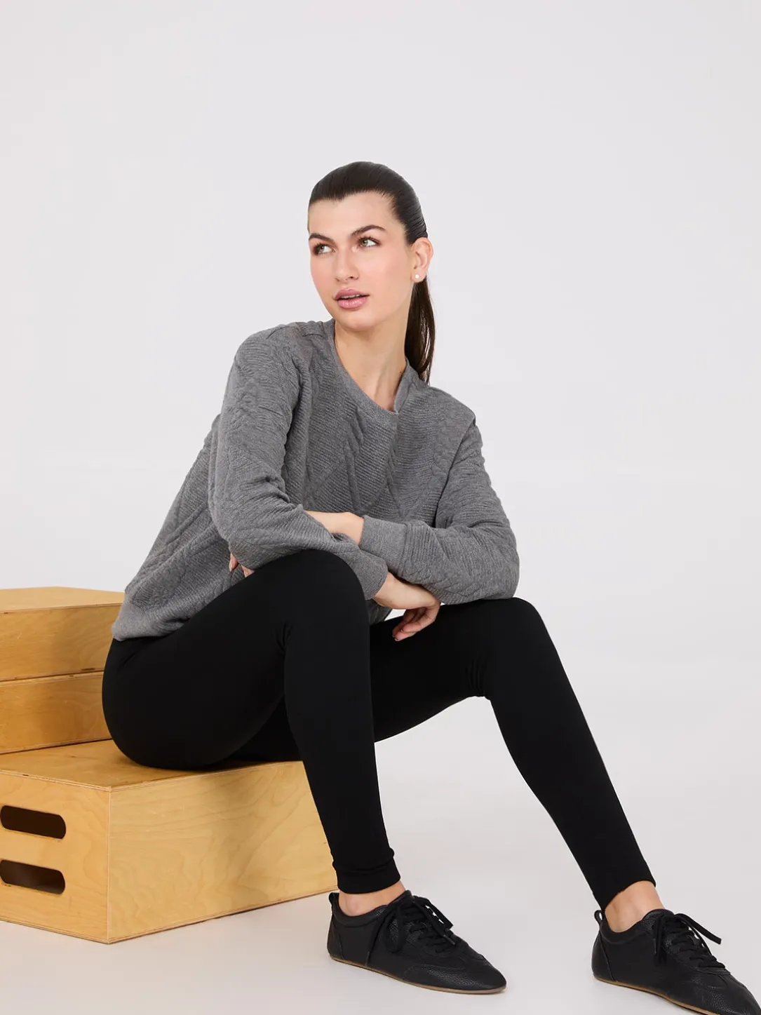 Front Pintuck Fleece Lined Leggings