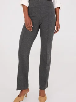 Front Pintuck Straight Leg Twill Pants