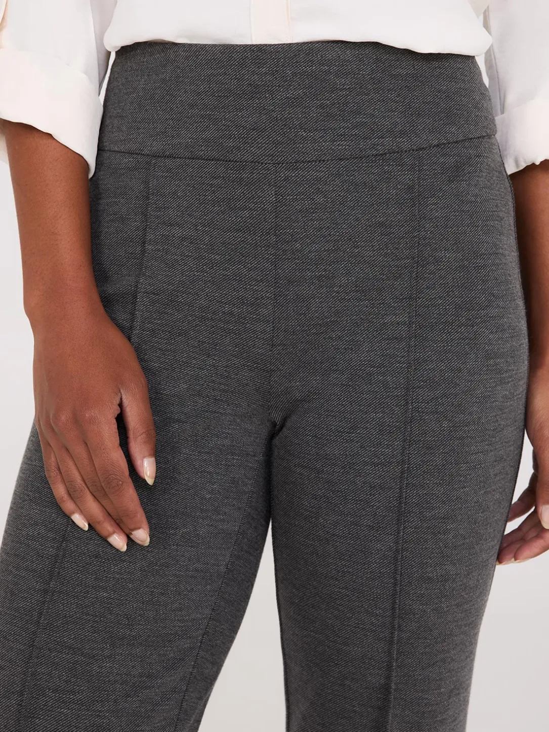 Front Pintuck Straight Leg Twill Pants