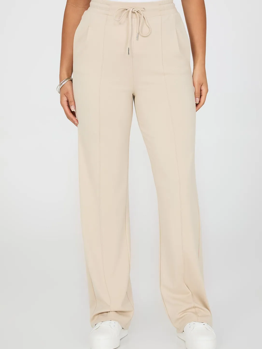 Front Pintuck Wide-Leg Pants