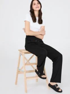 Front Pintuck Wide-Leg Pants