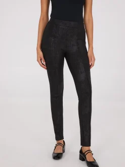 Front Seam Faux Leather Coated Pants
