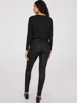 Front Seam Faux Leather Coated Pants