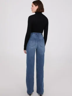 Front Seam Wide-Leg Jeans