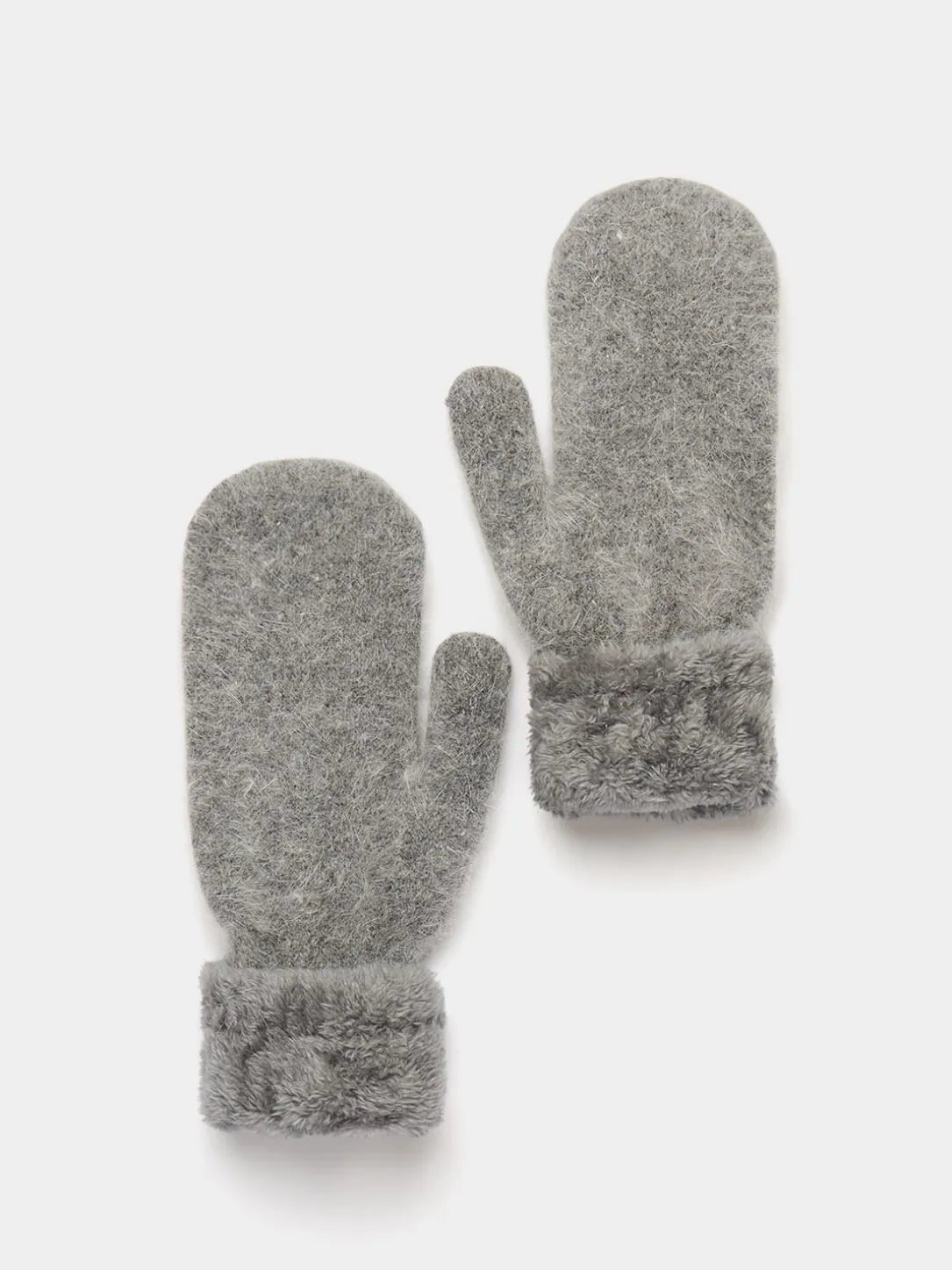 Fuzzy Mittens With Faux Fur Cuffs