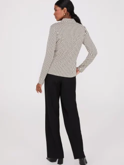 Geo Print Button-Front Classic Blouse