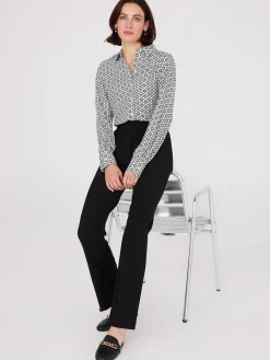 Geo Print Chiffon Button-Front Blouse