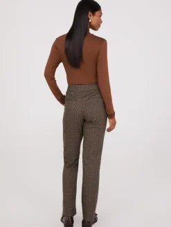 Glen Plaid Straight Leg Pants