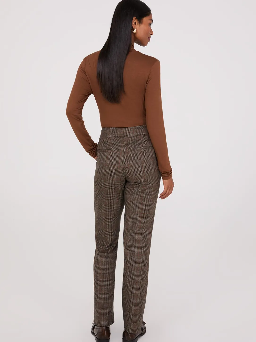 Glen Plaid Straight Leg Pants