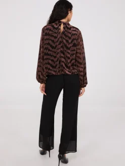 Glitter Jacquard Mock Neck Top
