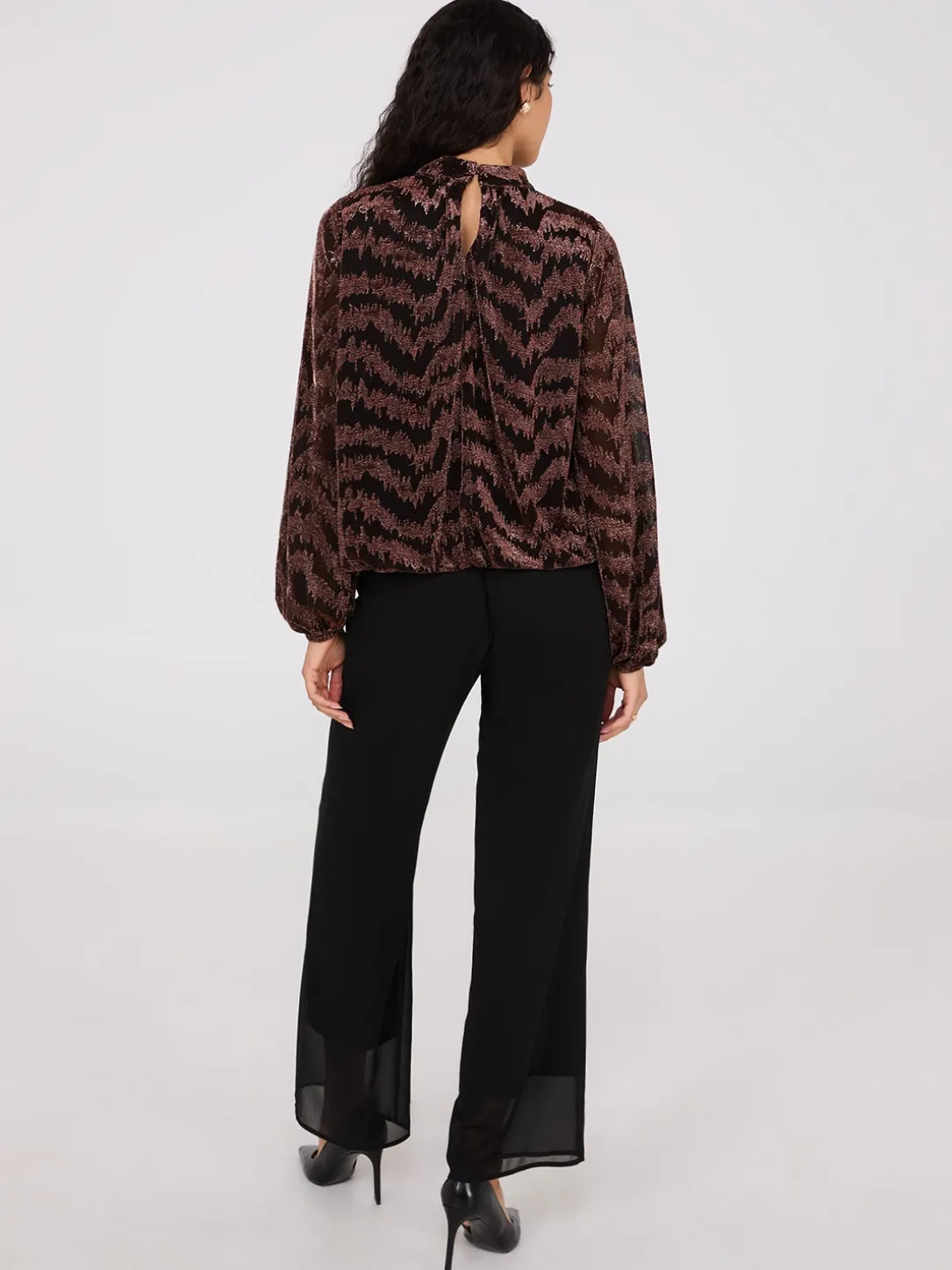 Glitter Jacquard Mock Neck Top