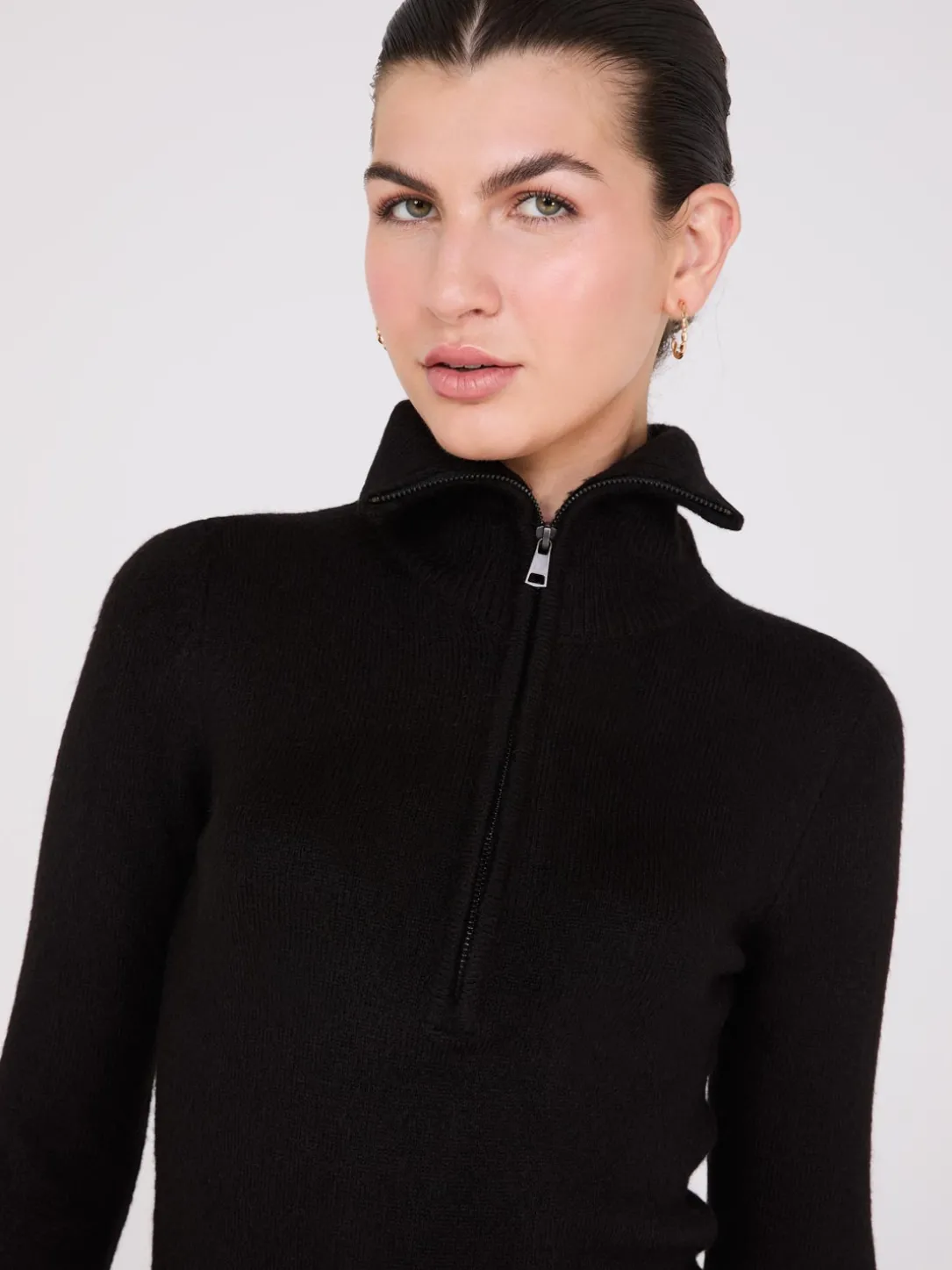 Half-Zip High-Neck Sweater