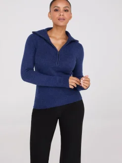 Half-Zip High-Neck Sweater