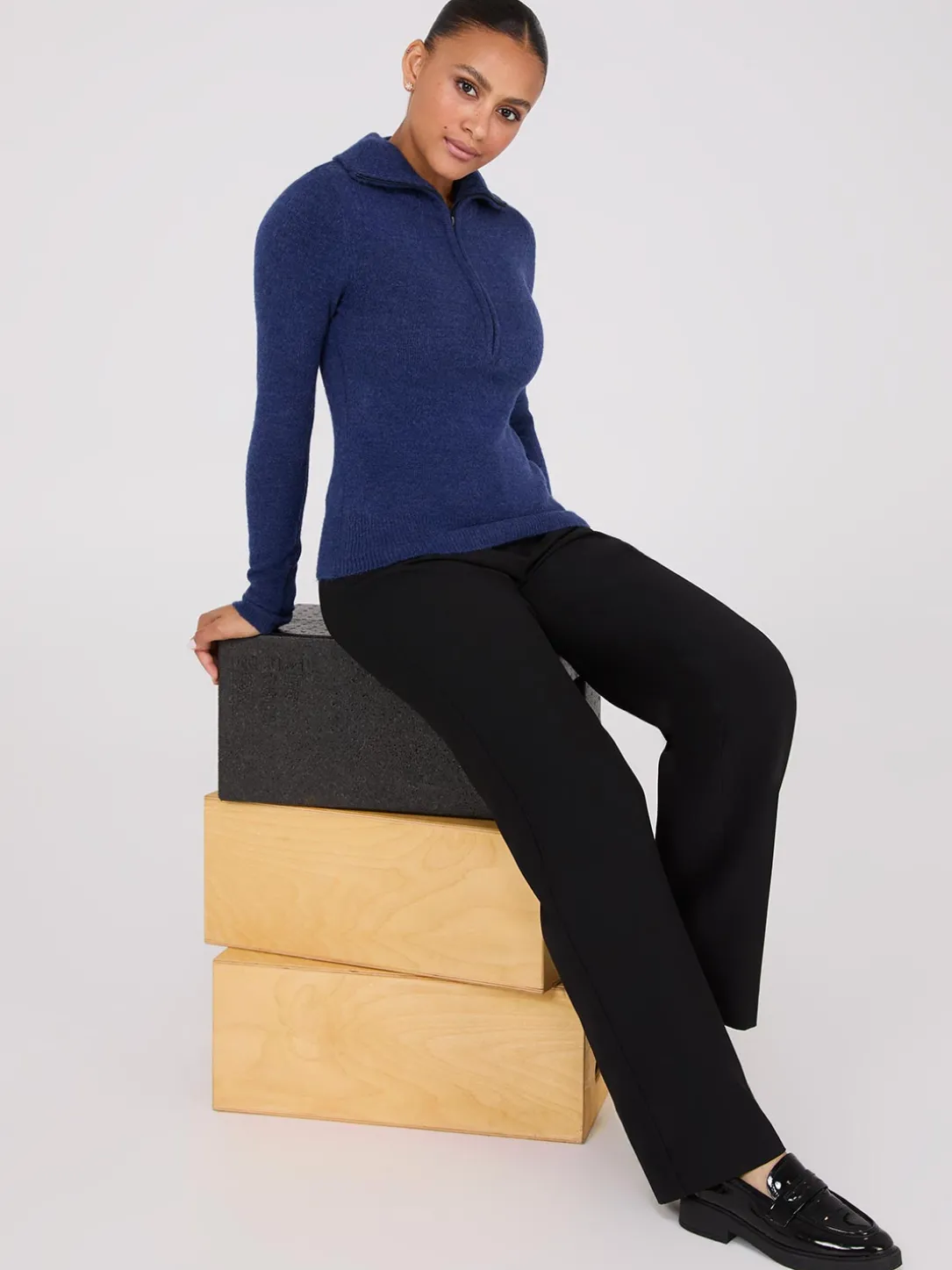 Half-Zip High-Neck Sweater