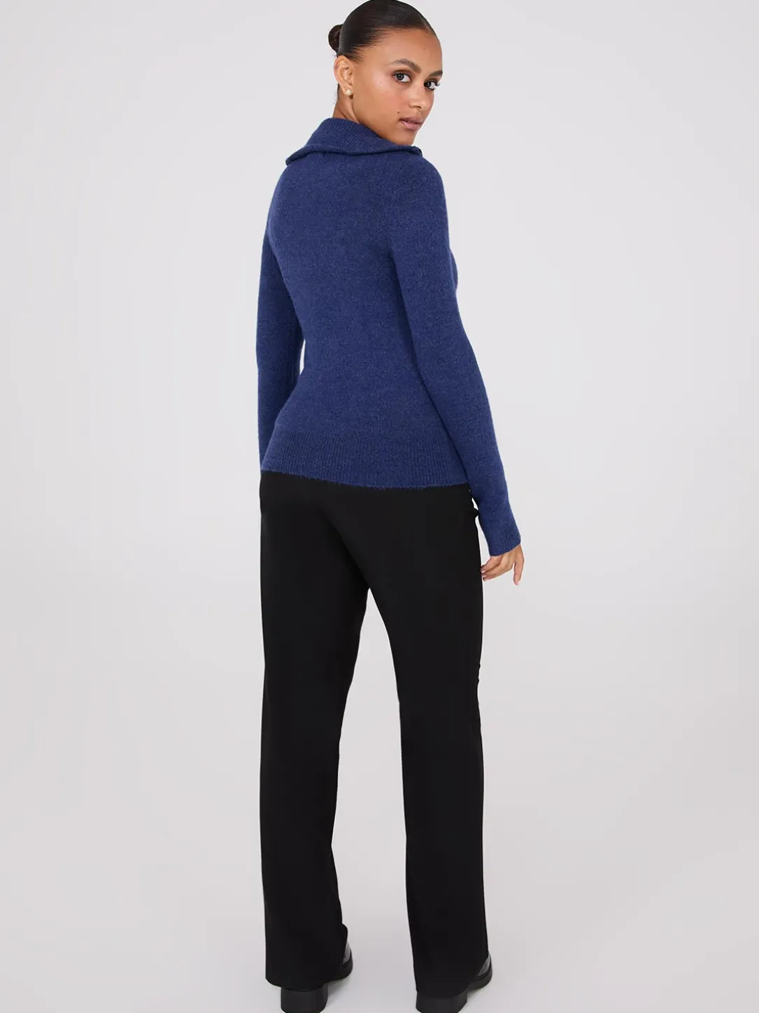 Half-Zip High-Neck Sweater