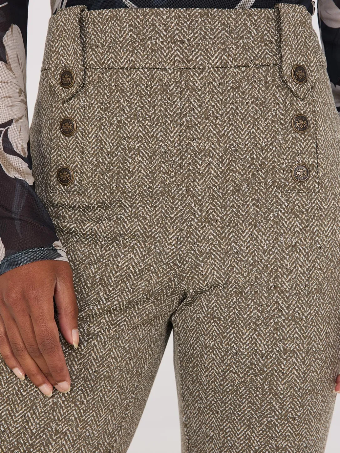 Herringbone Straight Leg Pants