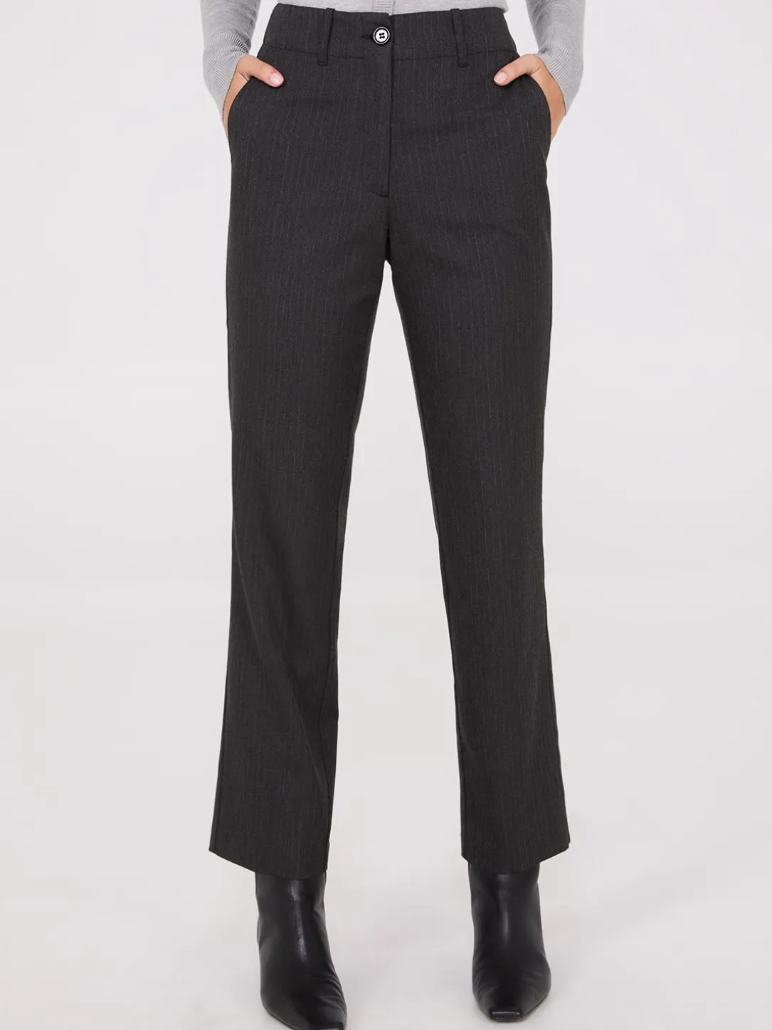 Herringbone Straight Leg Pants