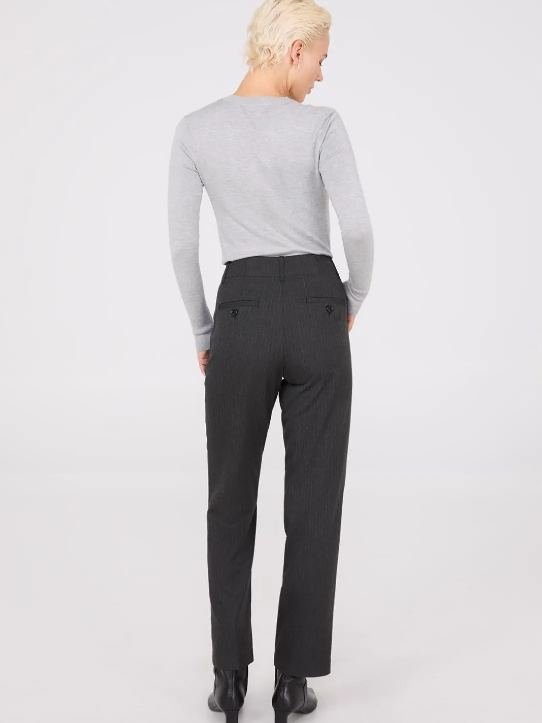 Herringbone Straight Leg Pants