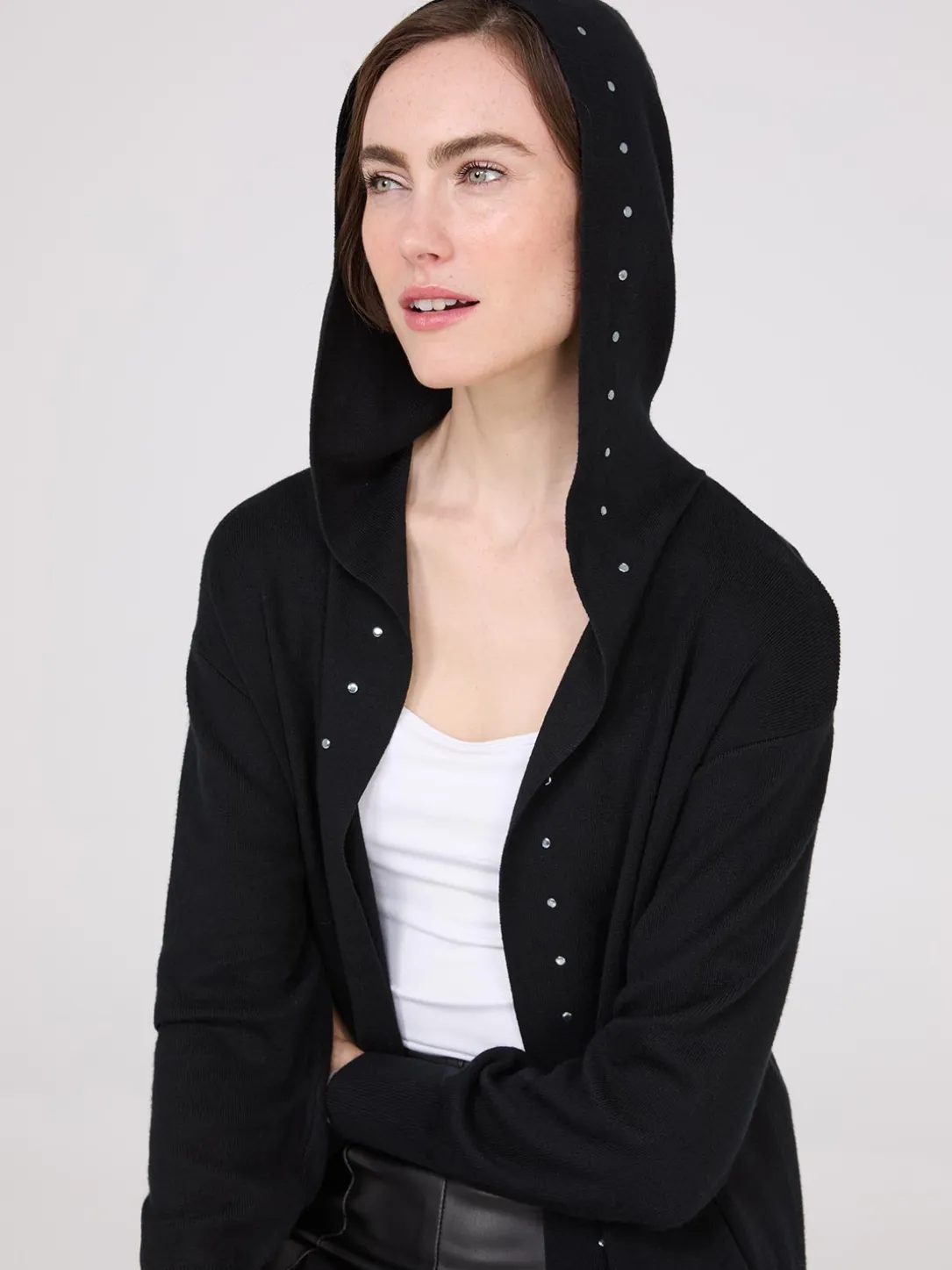 Hooded Duster With Stud Details
