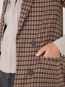Houndstooth Jacquard Button-Front Blazer