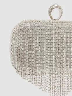 Jewelled Fringe Minaudiere With Ring Closure
