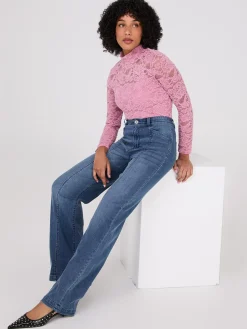 Lace Mock Neck Top With Cami