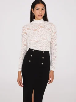 Lace Mock Neck Top With Cami