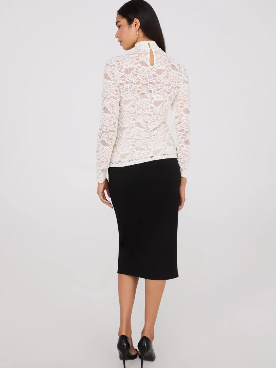 Lace Mock Neck Top With Cami