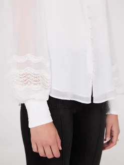 Lace Sleeve Blouse With Mandarin Collar