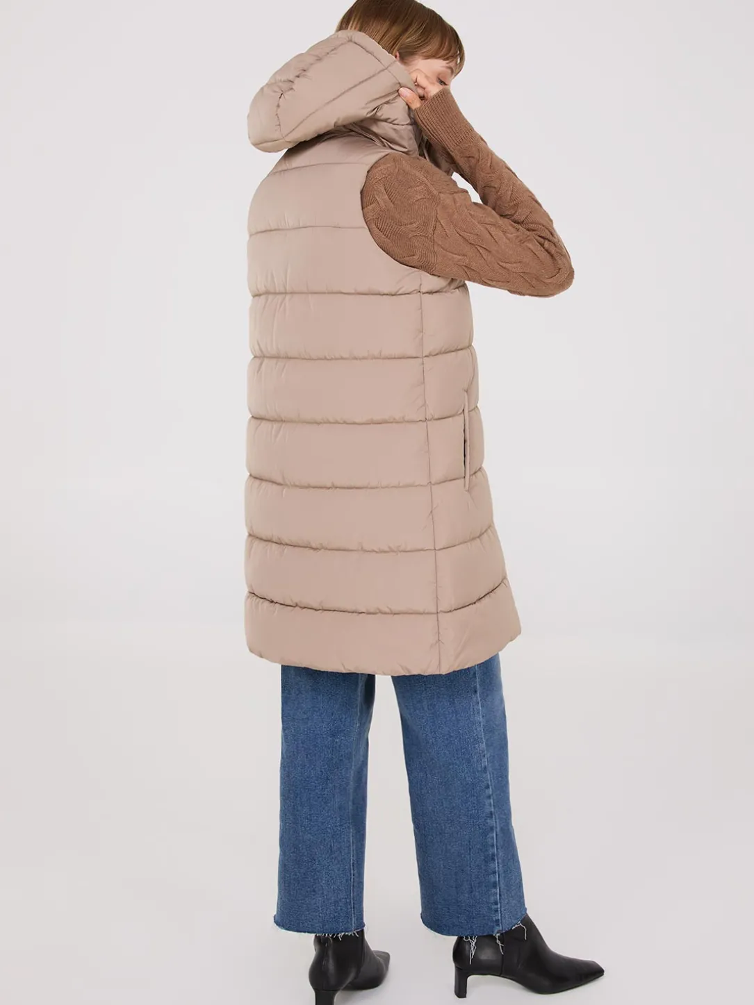 Long Hooded Puffer Vest