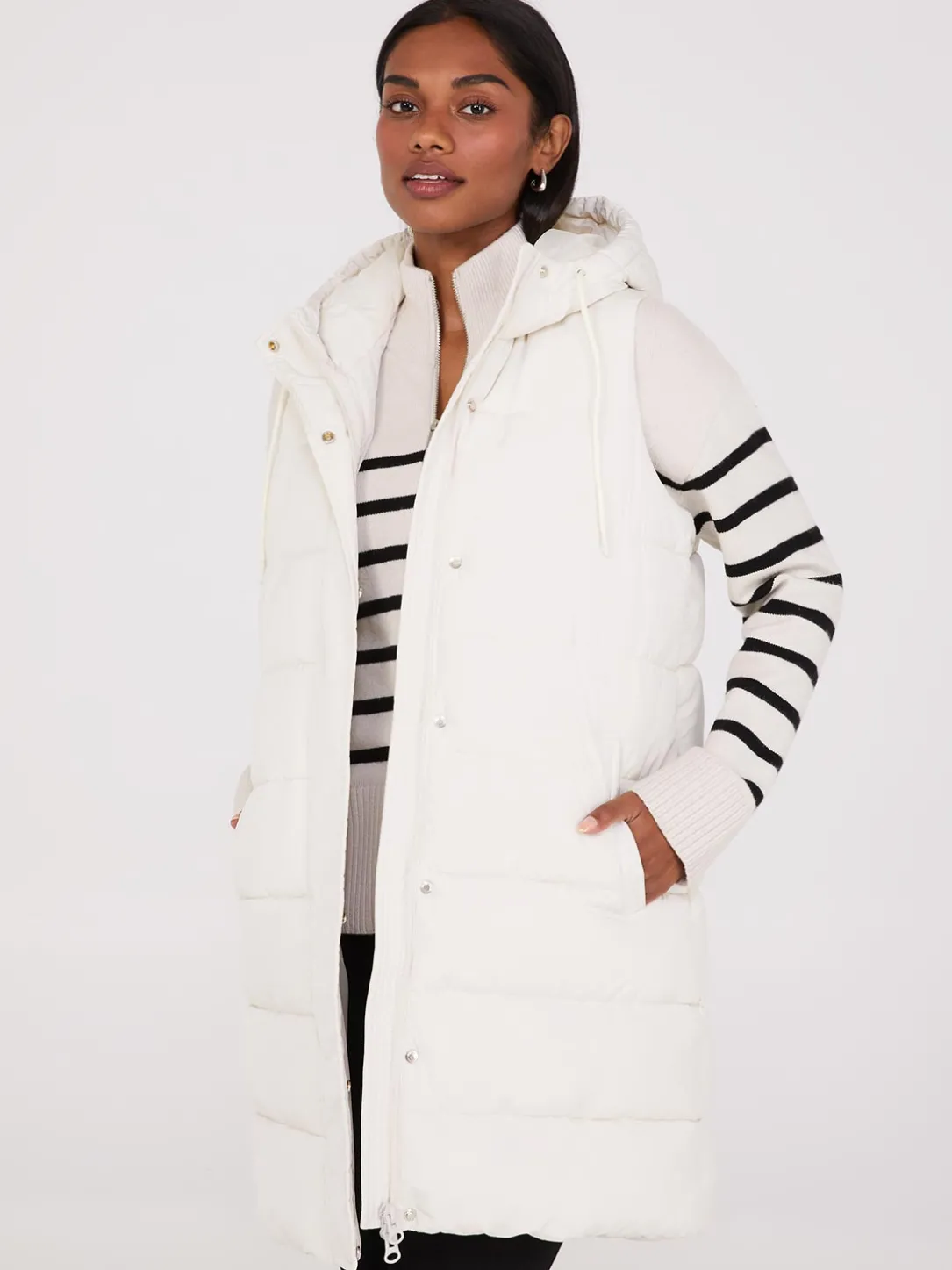 Long Hooded Puffer Vest