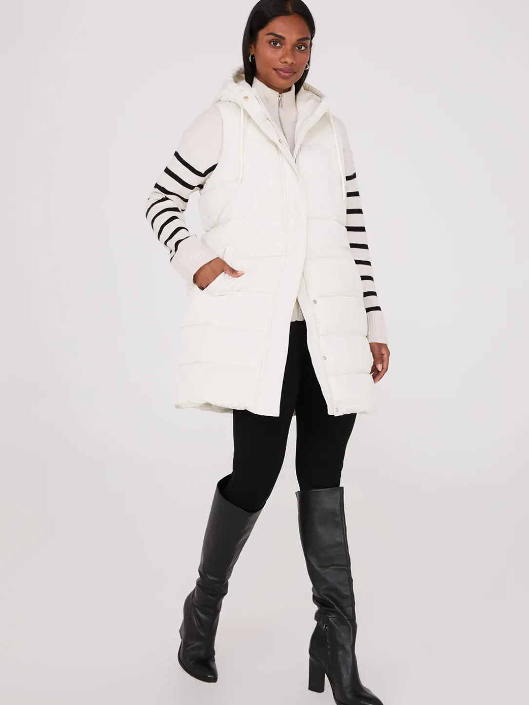 Long Hooded Puffer Vest