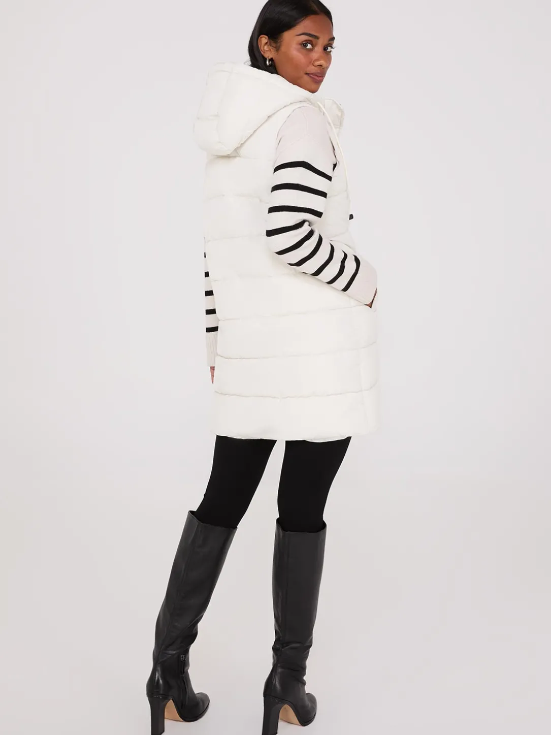 Long Hooded Puffer Vest