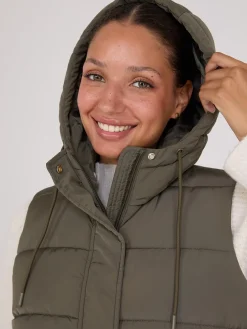 Long Hooded Puffer Vest