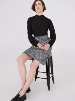 Long Sleeve 2-Fer Checkered Mini Dress