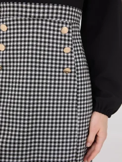 Long Sleeve 2-Fer Checkered Mini Dress