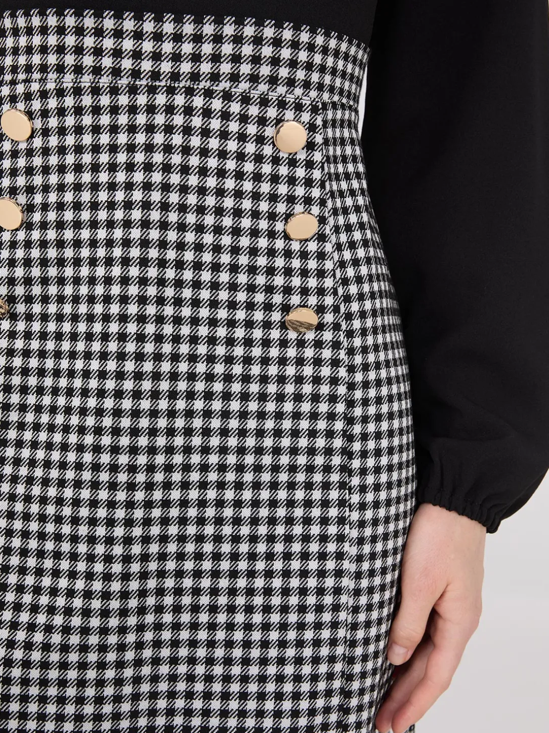 Long Sleeve 2-Fer Checkered Mini Dress