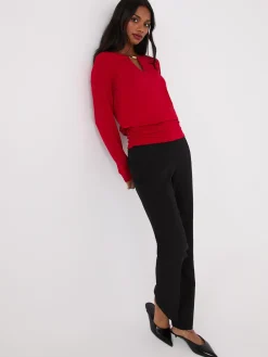 Long Sleeve Top With Metal Bar Detail